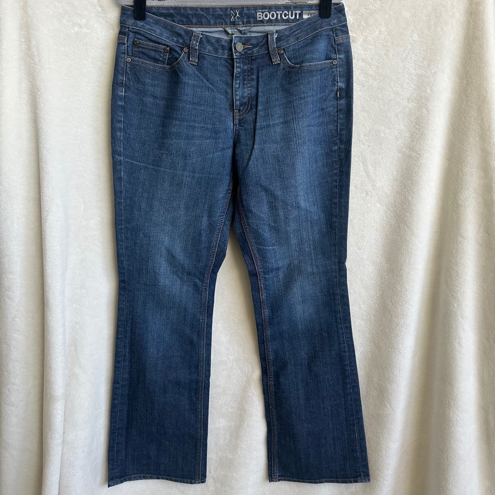 New York & Company Womens Low‎ Rise Bootcut Curvy Denim Blue Jeans Size 12
